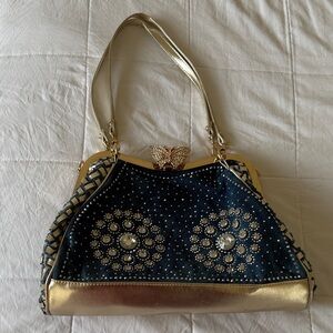 Blue‎ Elegant Gold and Black Women's Handbag